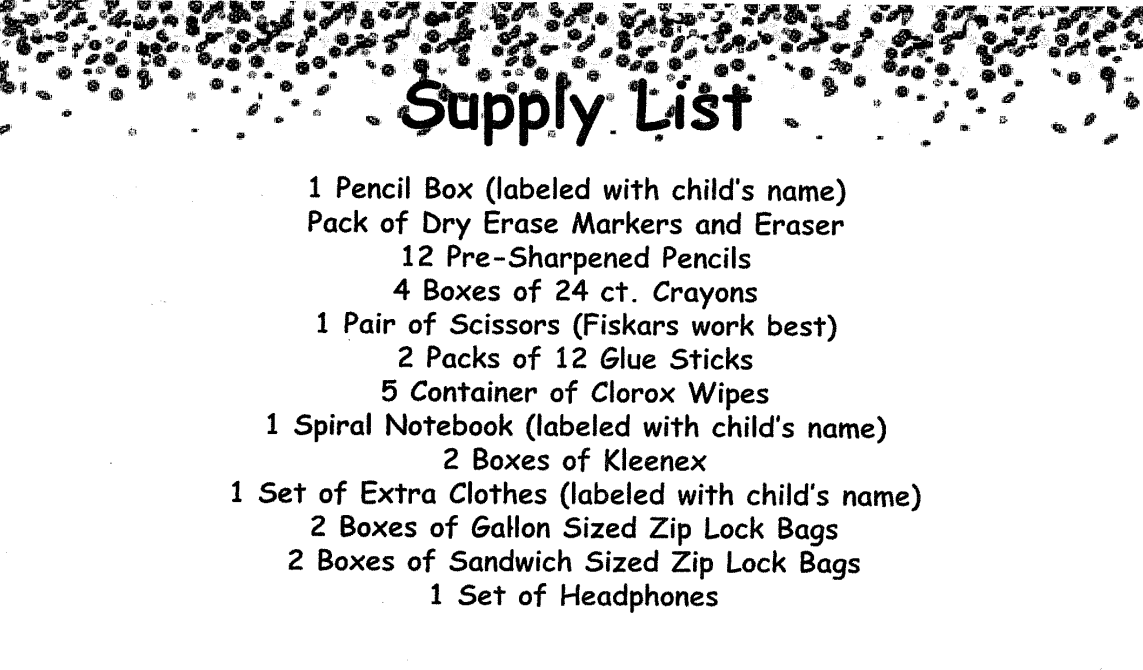K Supply List